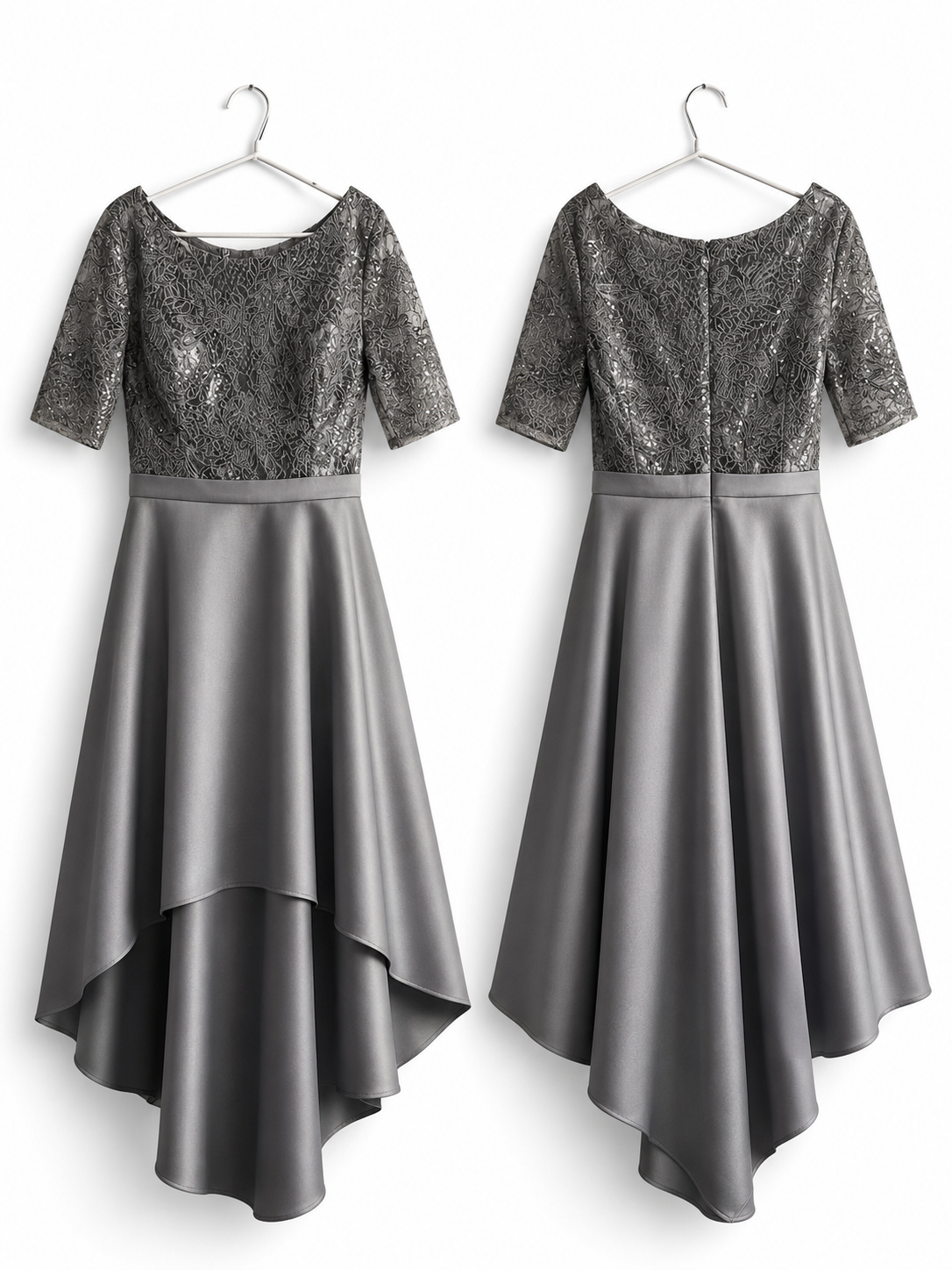 Silver Sequin High-Low Dress