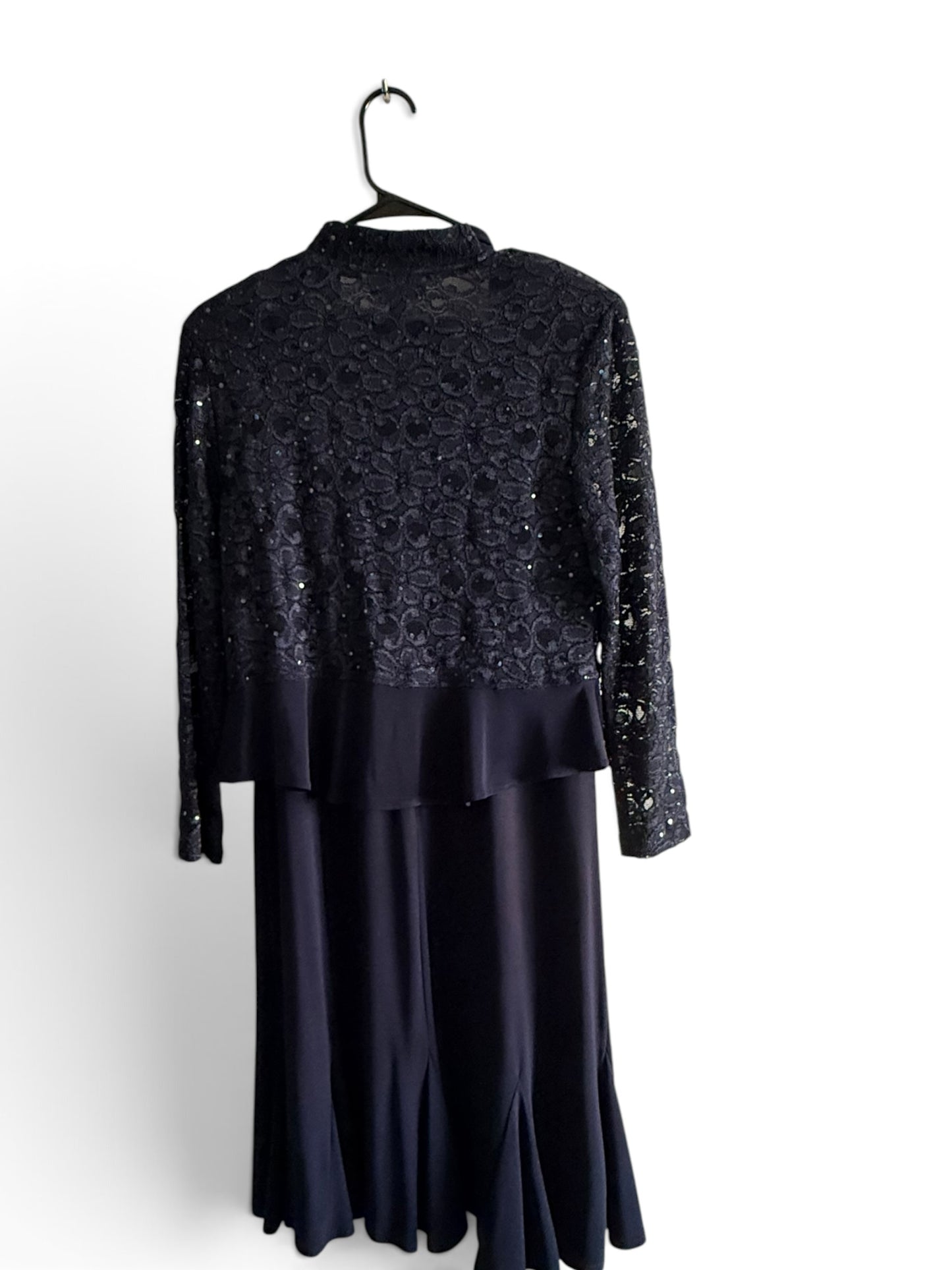 Navy Sequin Lace Jacket Dress