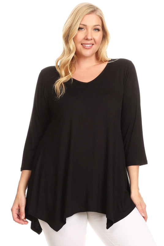 Women's Plus Size Knit Tunic Tops V-Neck Flowy Blouse
