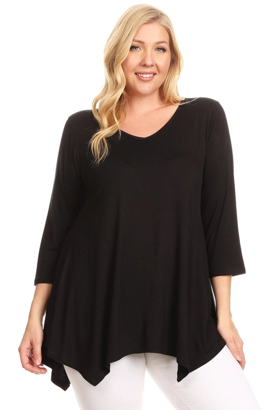 Women's Plus Size Knit Tunic Tops V-Neck Flowy Blouse