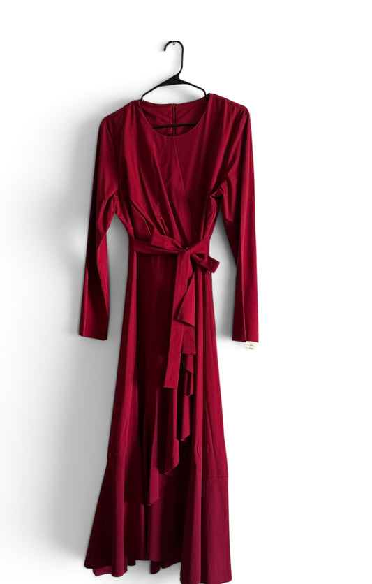 Burgundy Faux Wrap Maxi Dress
