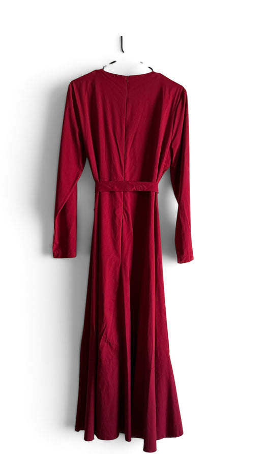 Burgundy Faux Wrap Maxi Dress