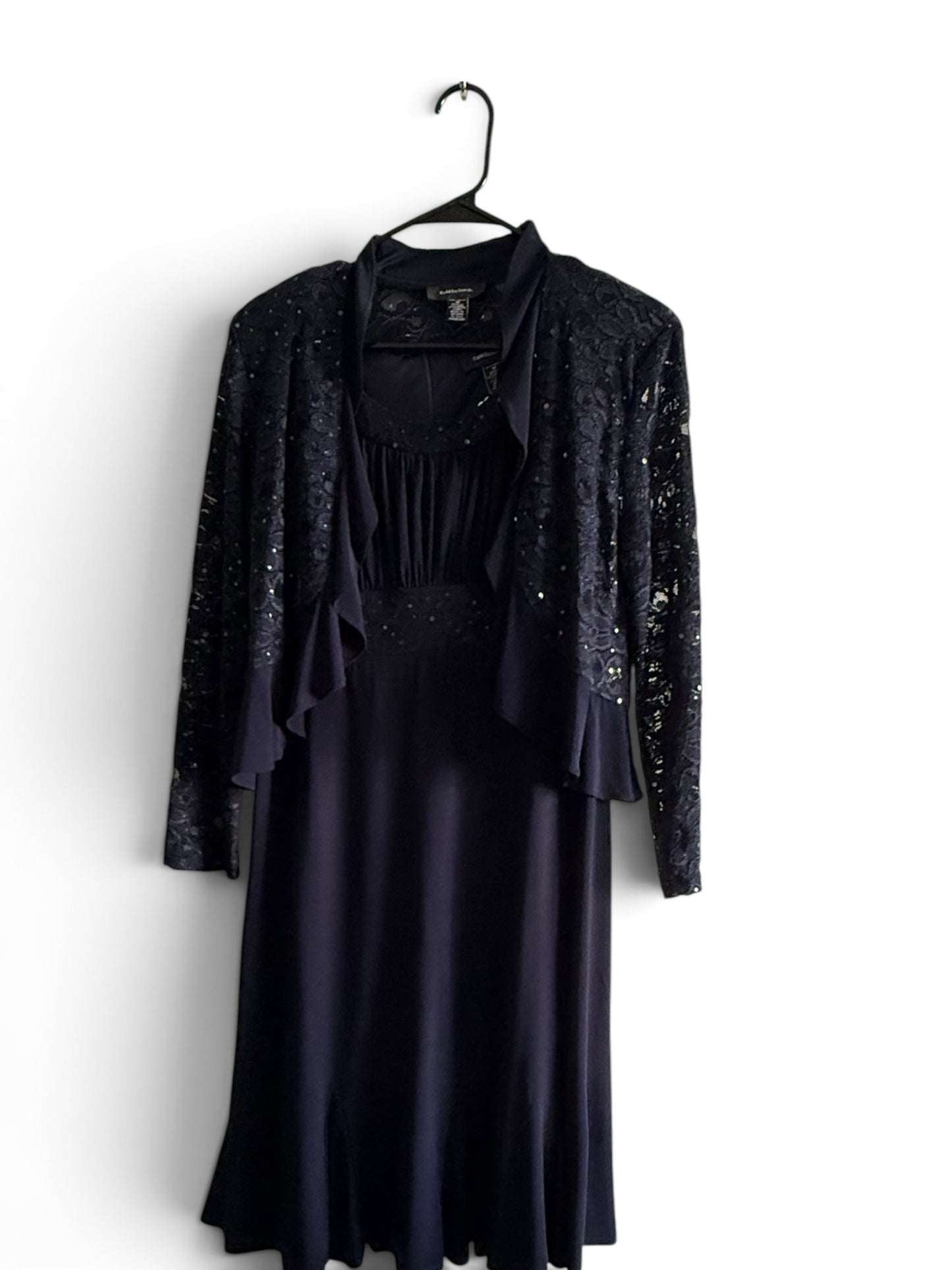 Navy Sequin Lace Jacket Dress