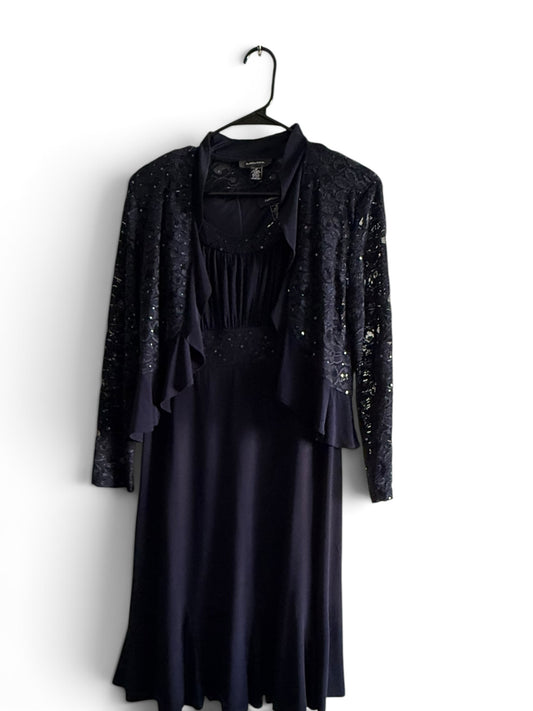 Navy Sequin Lace Jacket Dress